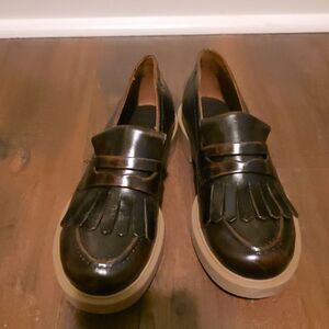 NWT- Paul Green Women's Fits Size 7.5 (Size 5 Dor Men) Brown Leather Loafers